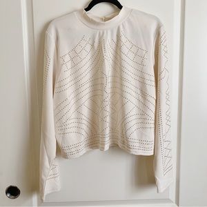 Ashley Stewart Blouse white and gold color studs